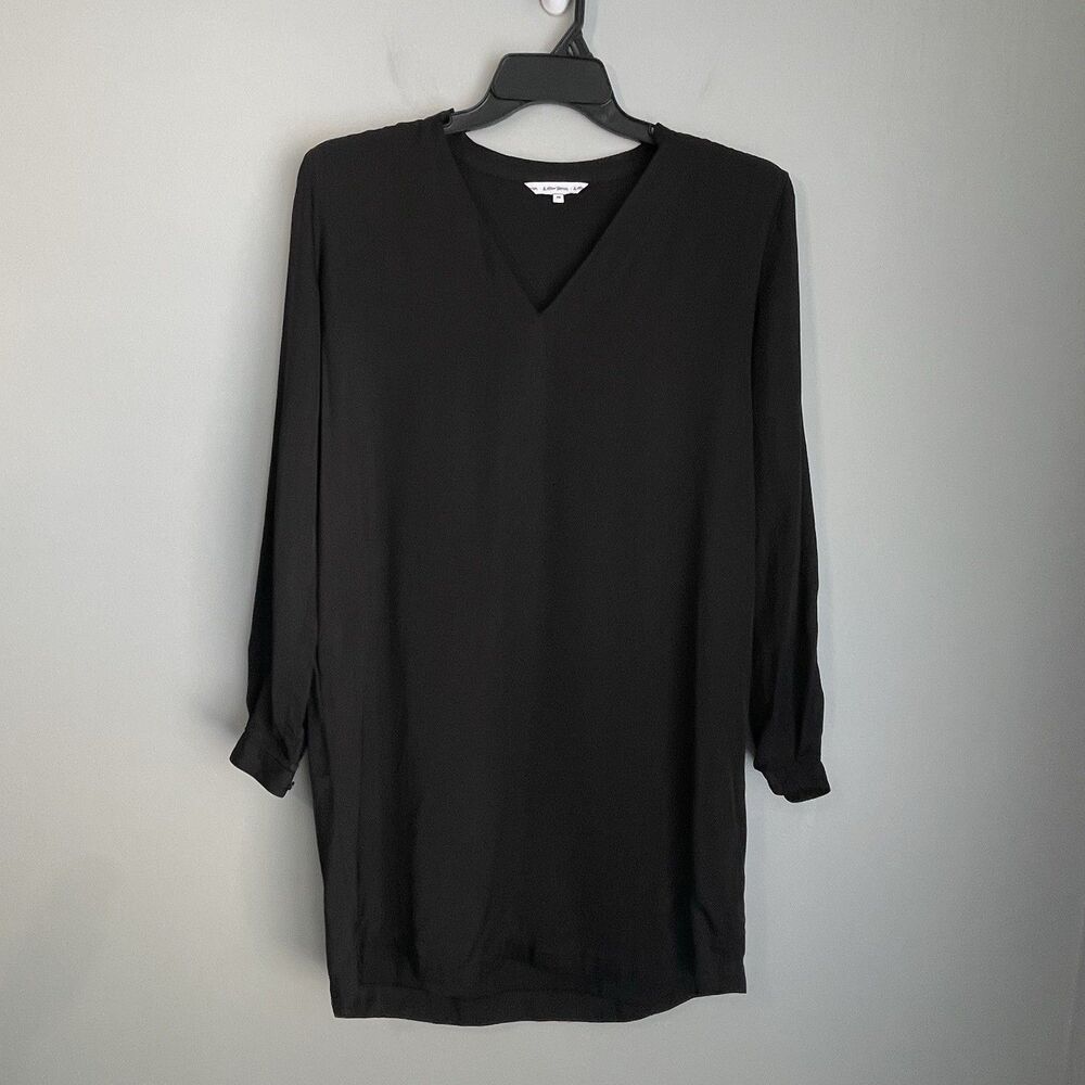 & Other Stories Shirt Dress Women's US Size 6 EU 38 Black V Neck Knee Career